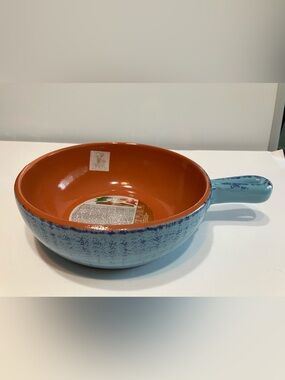 De Silva Terracotta Soup Bowl Baking Oven Dish with Handle Made in Italy  NEW